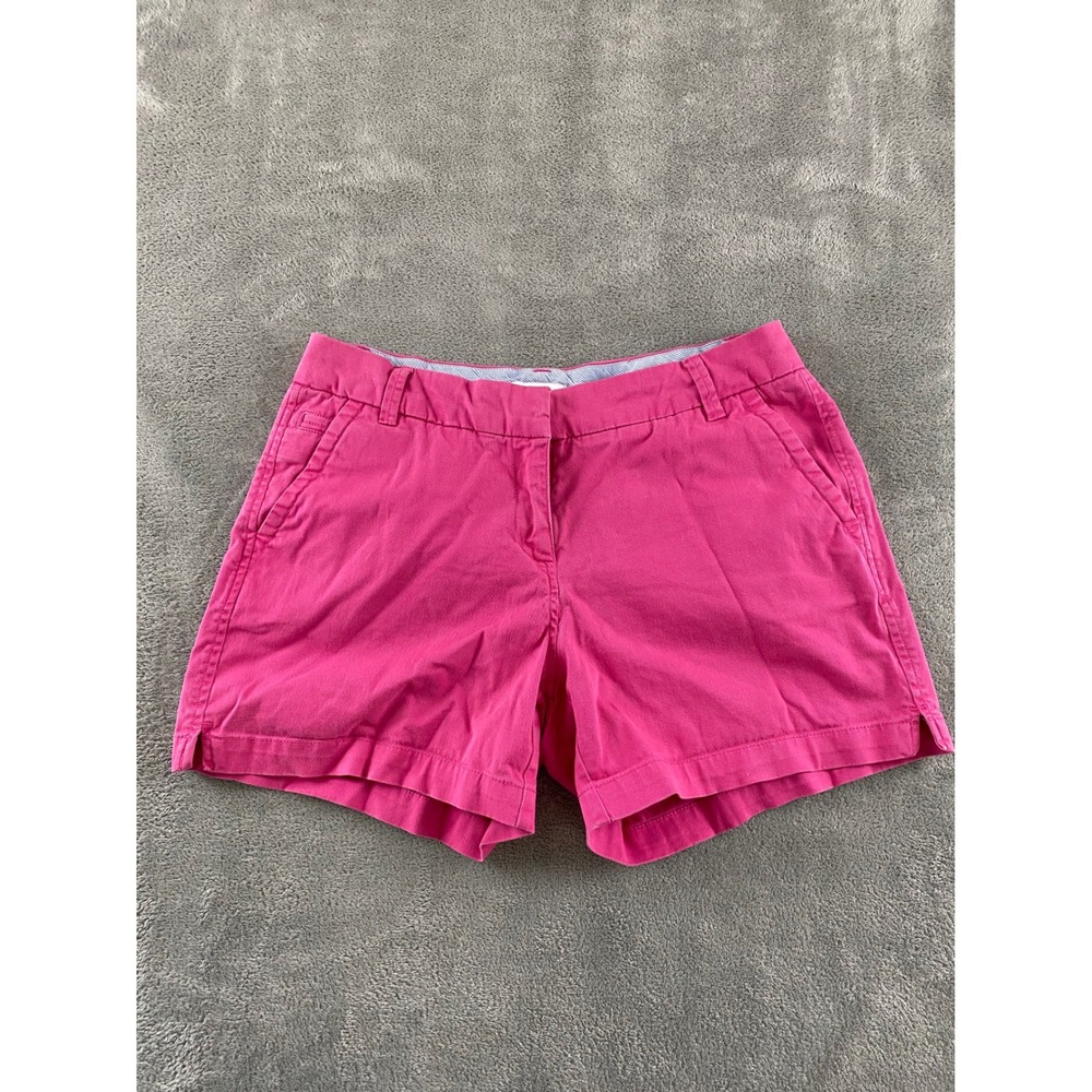 Crown & Ivy Womens Pink Chino Shorts Size 4 Mid Rise Flat Front Summer Preppy